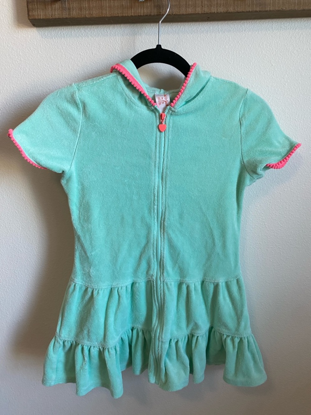 Cat & Jack Mint Green Swim Coverup with Pink Trim